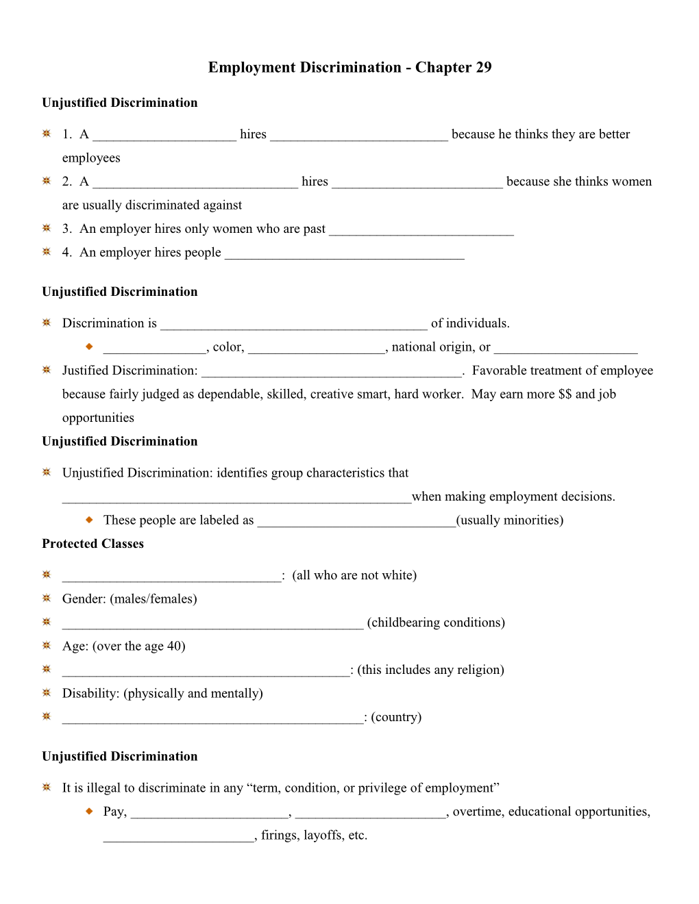 Employment Discrimination - Chapter 29