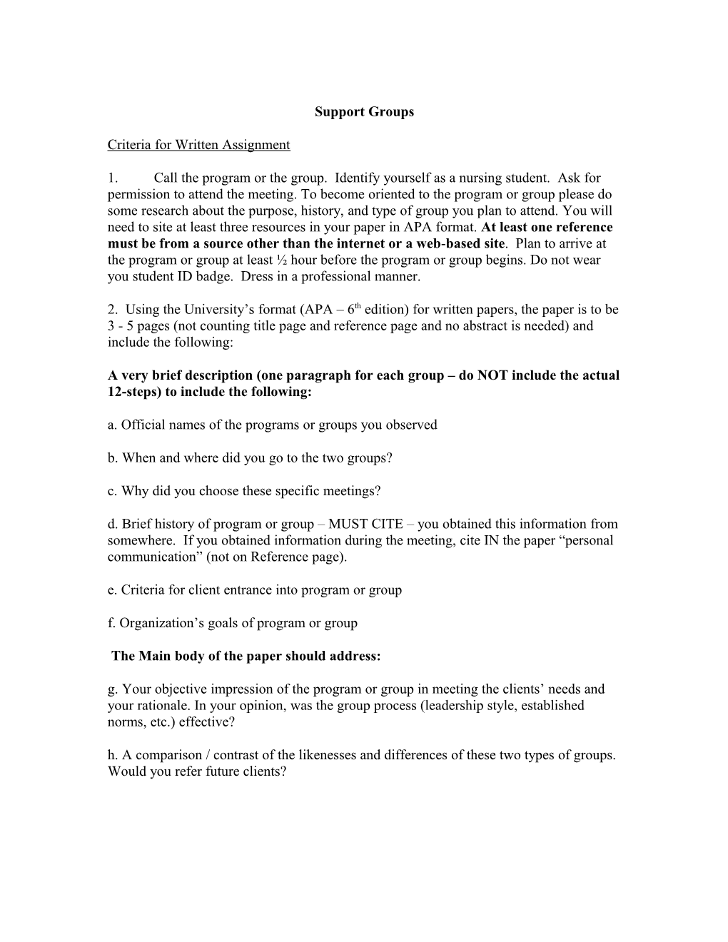 12-Step and Support Group Assignment