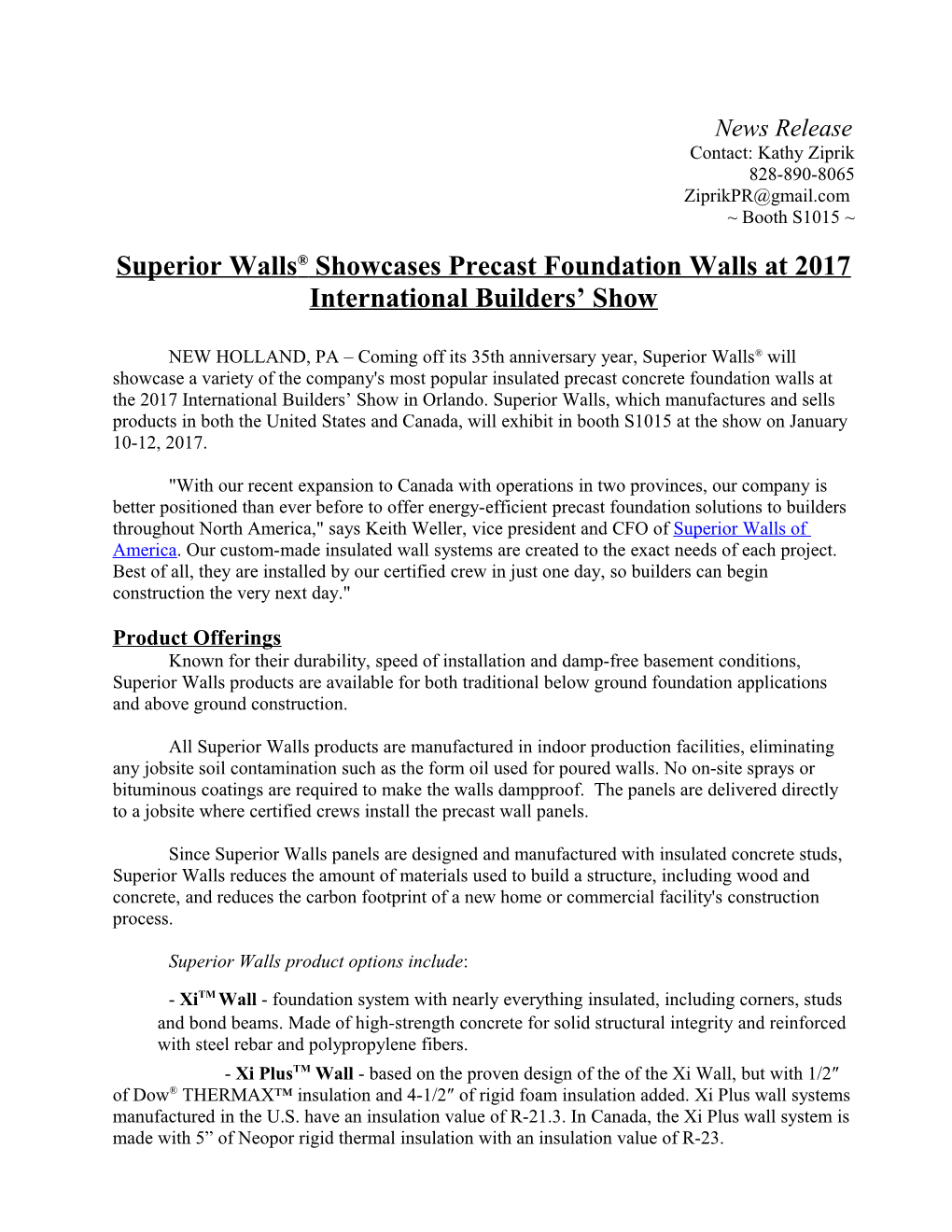 Superior Walls Showcases Precast Foundation Walls at 2017 International Builders Show