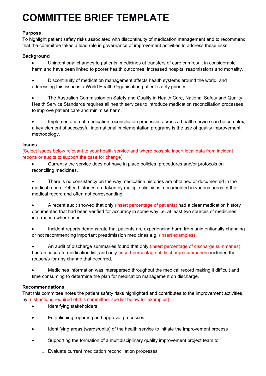 Committee Brief Template