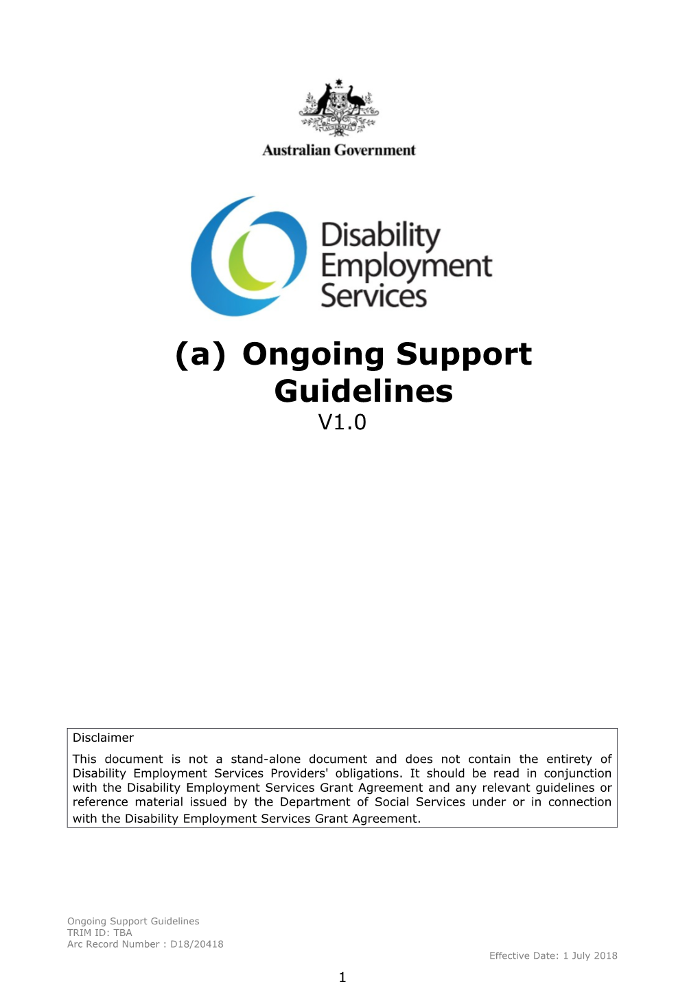 Ongoing Support Guidelines