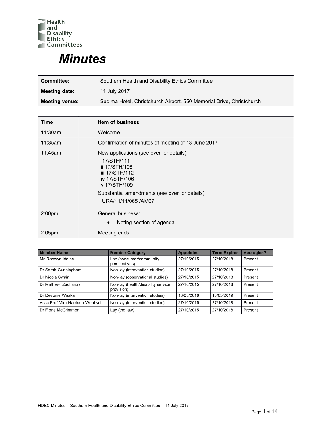 The Chair Opened the Meeting at 11:30Amand Welcomed Committee Members