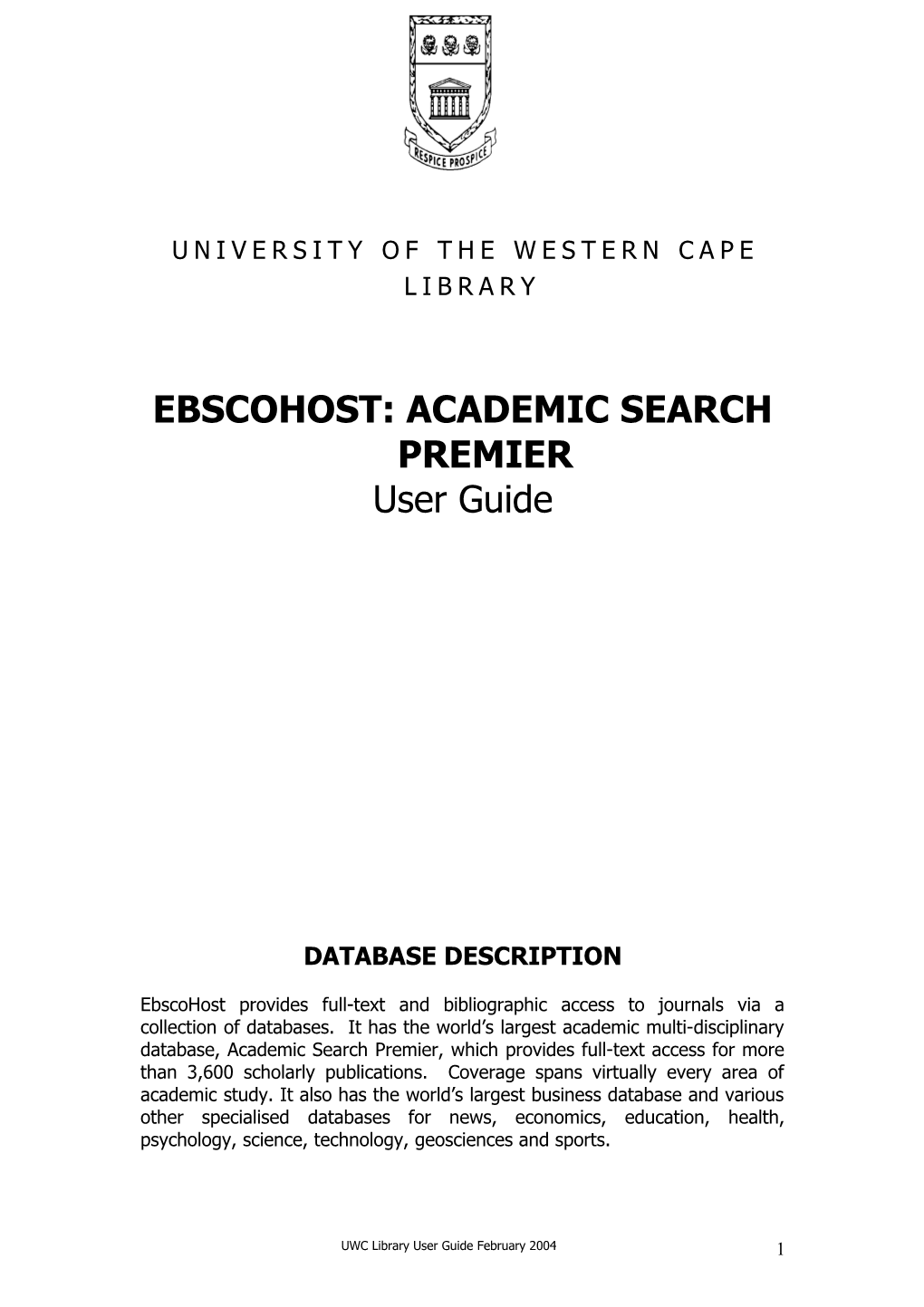 Guide to Searching Academic Search Premier Ebscohost
