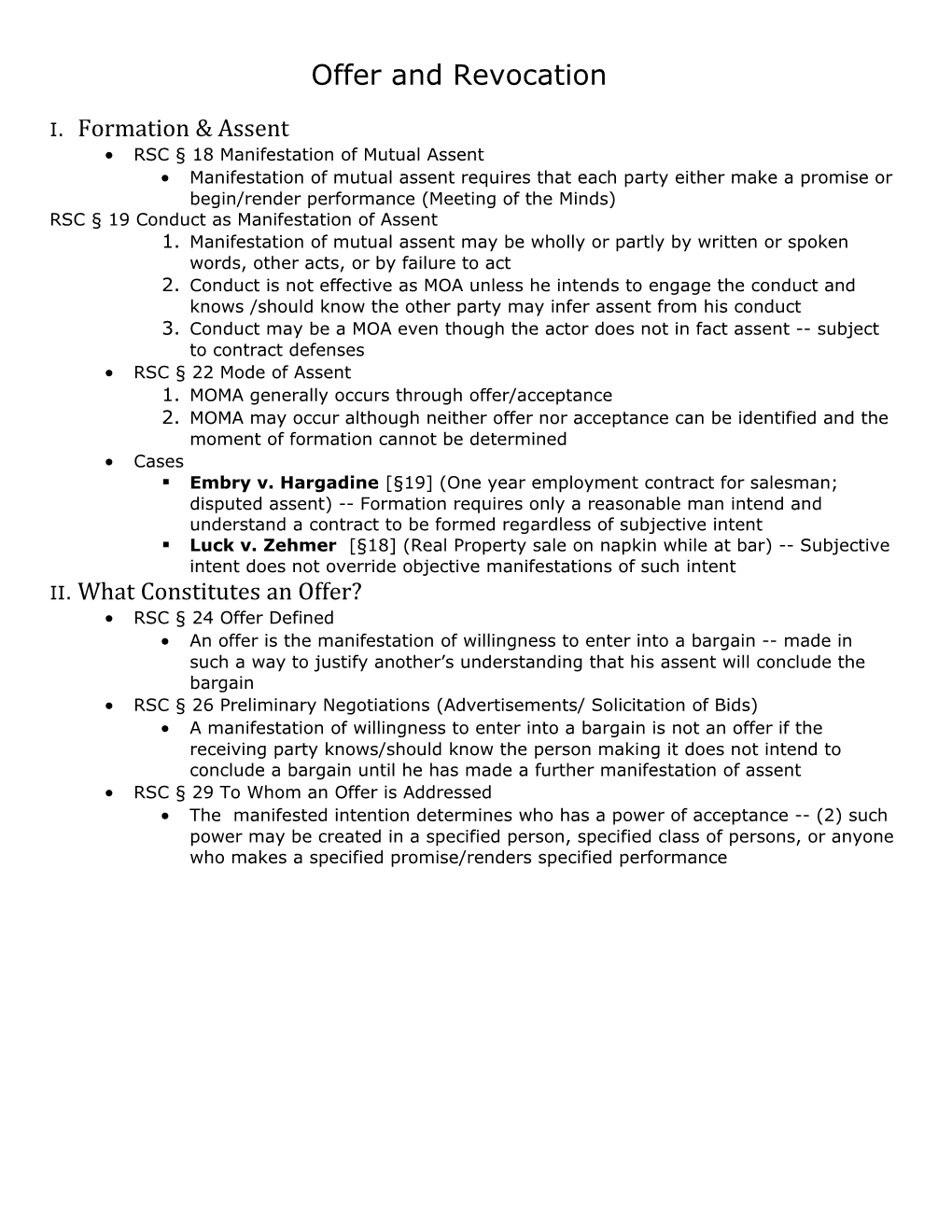 RSC 18 Manifestation of Mutual Assent