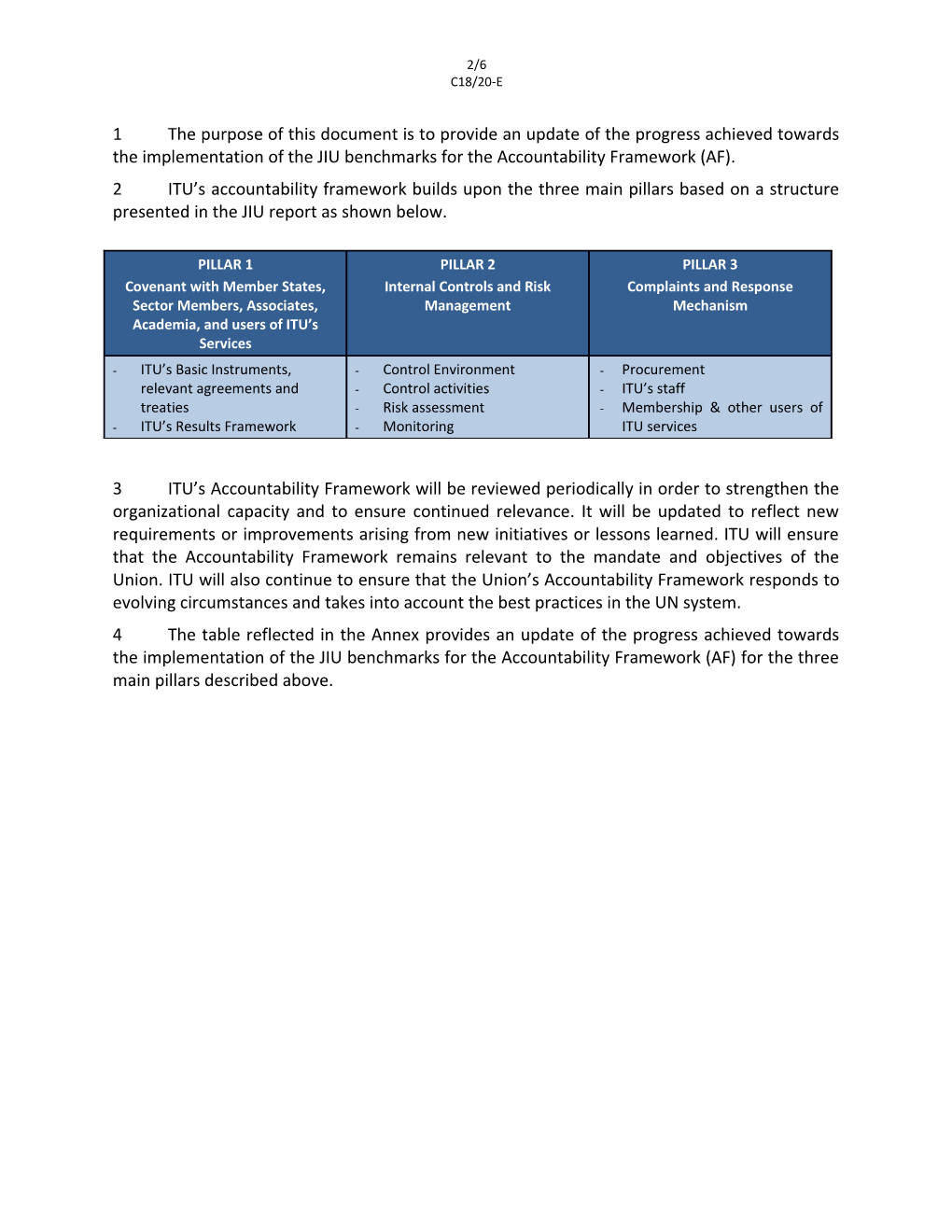 Accountability and Transparency Framework International Telecommunication Union