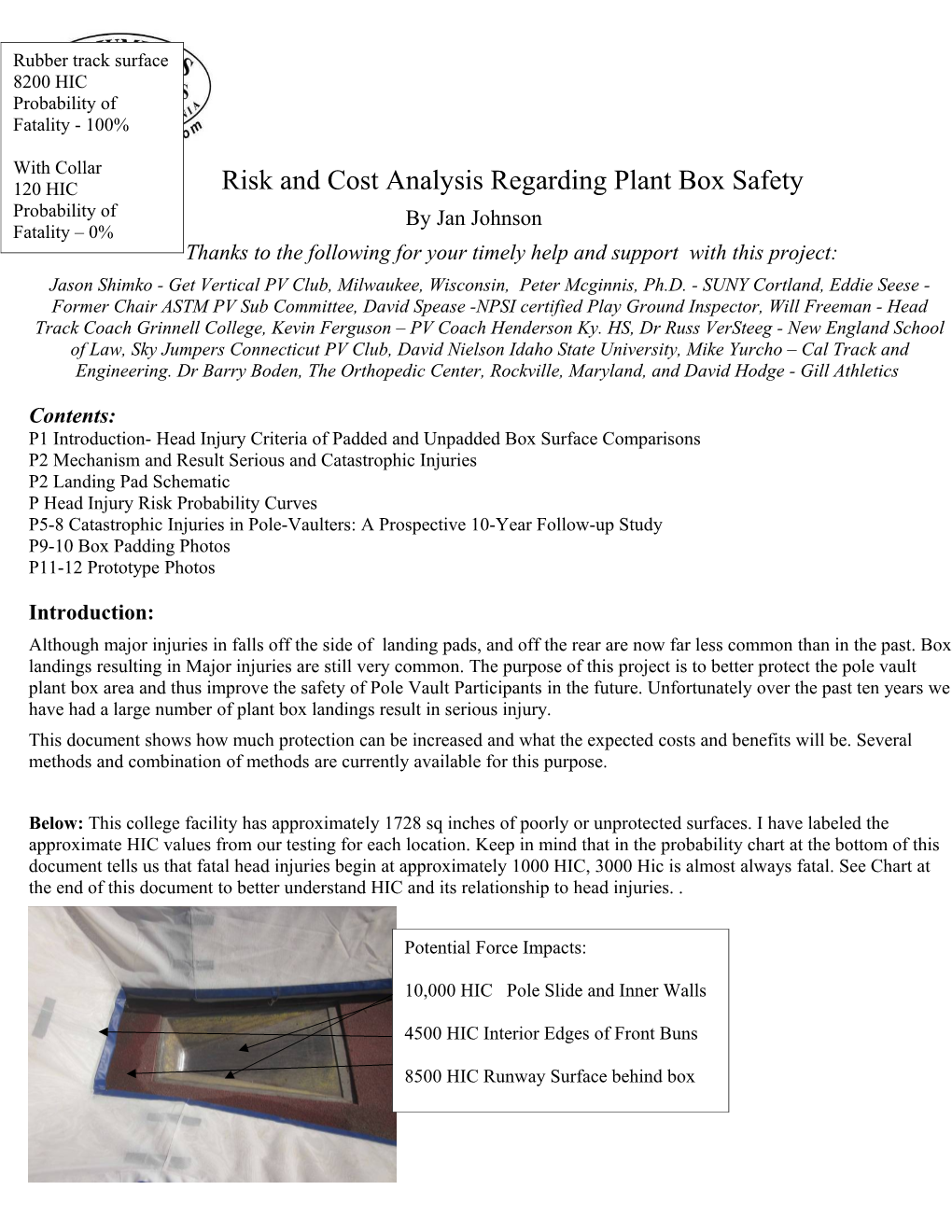 Risk and Cost Analysis Regarding Plant Box Safety