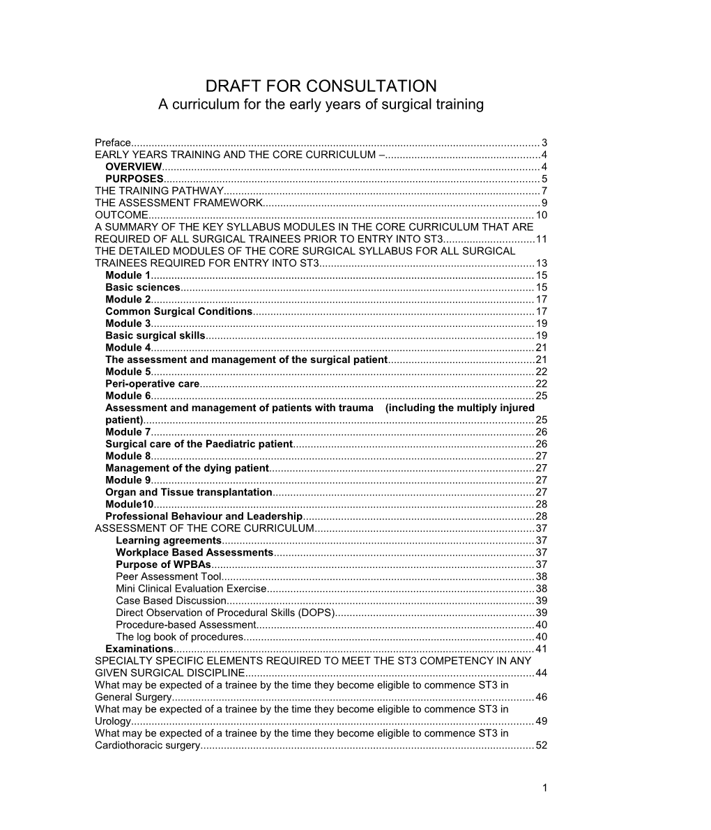 Core Surgery Curriculum