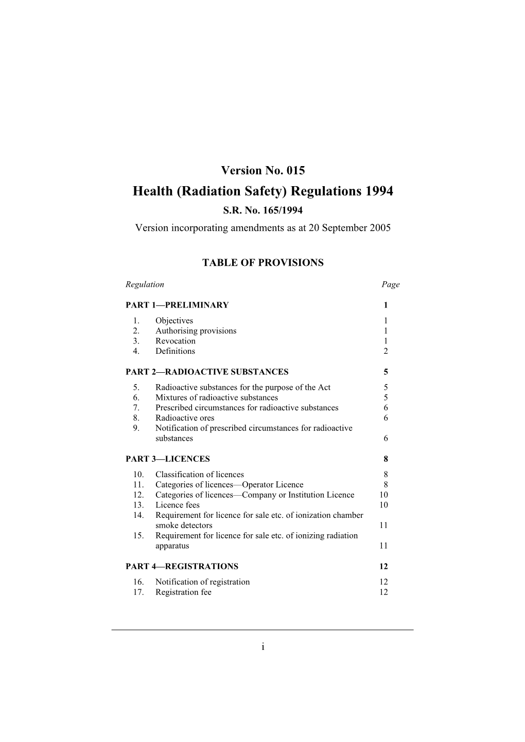 Health (Radiation Safety) Regulations 1994