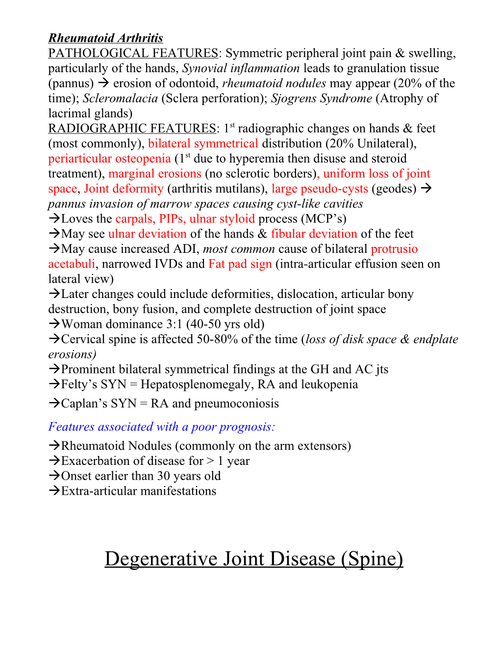 Degenerative Joint Disease (Spine)