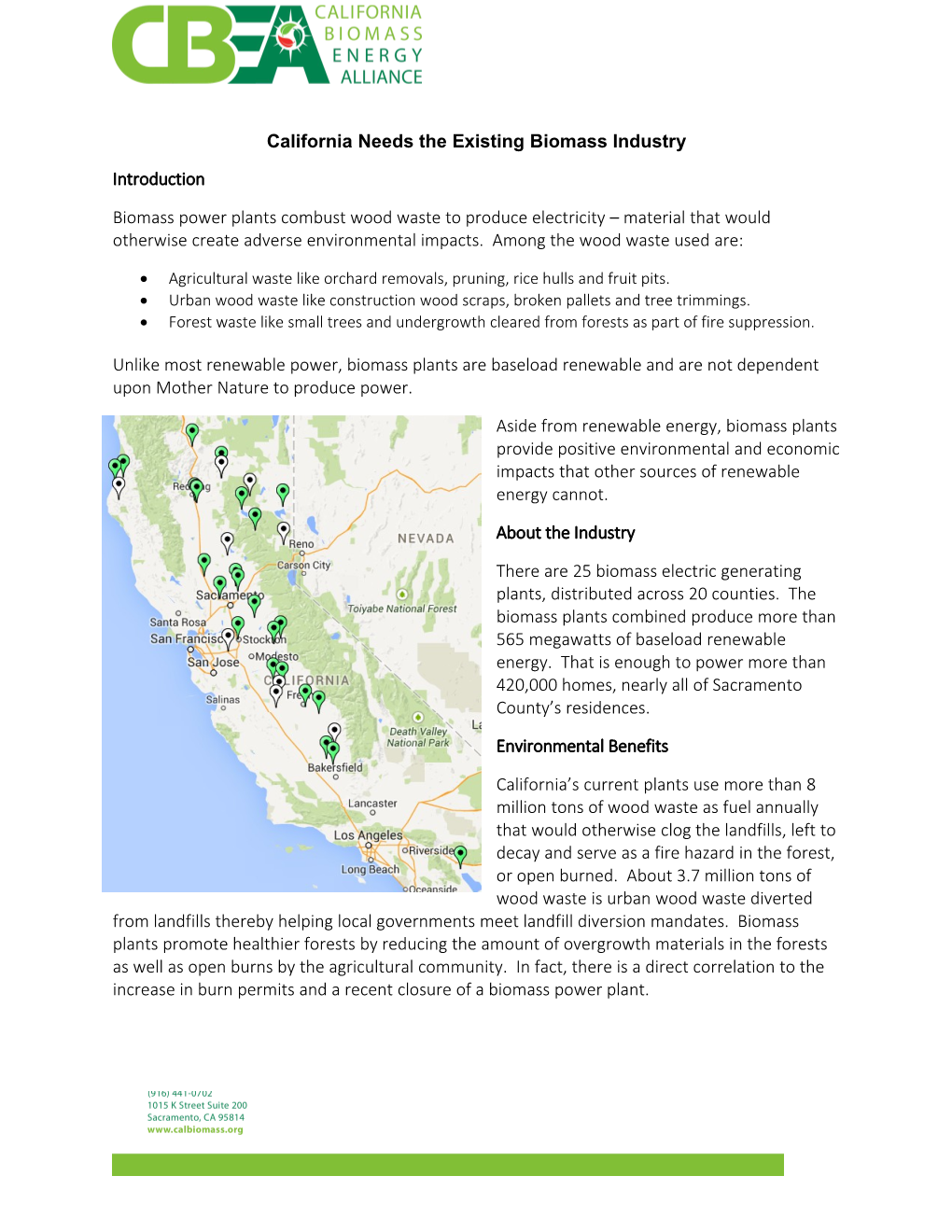 California Needs the Existing Biomass Industry