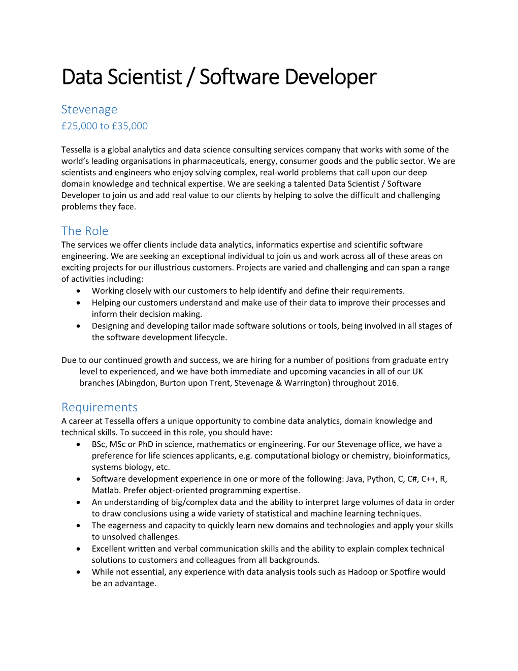 Data Scientist / Software Developer