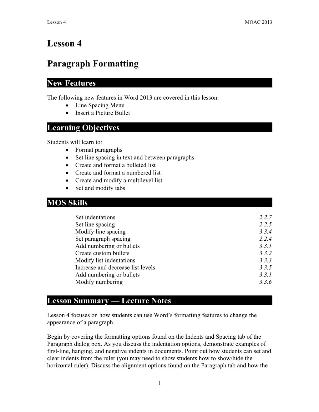 Paragraph Formatting