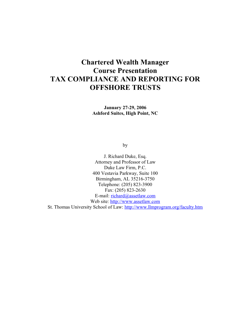 Tax Compliance and Reporting for Offshore Trusts