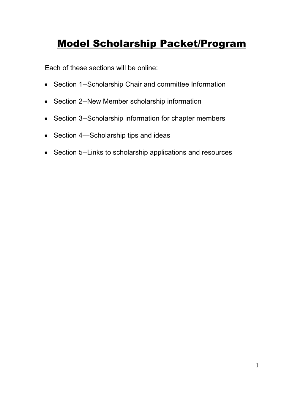 Model Scholarship Packet/Program