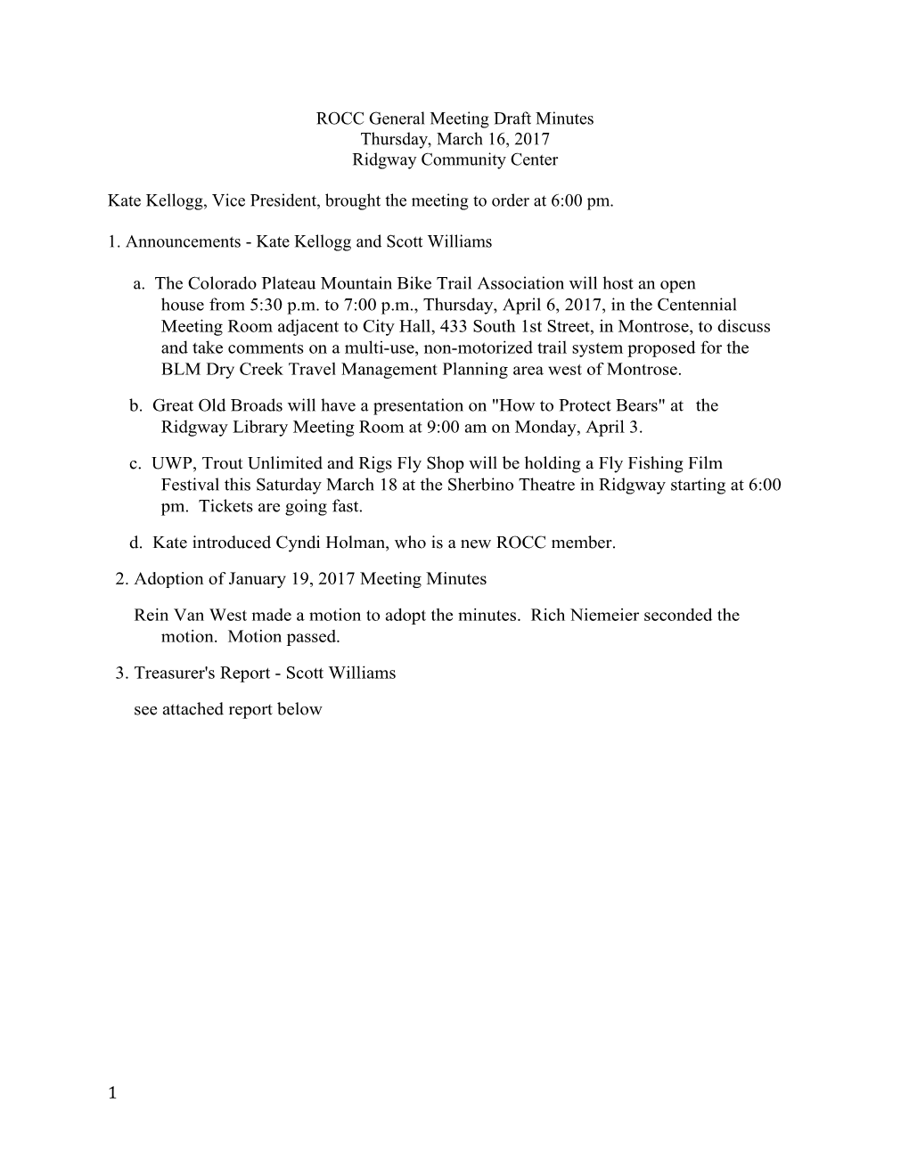 ROCC General Meeting Draft Minutes