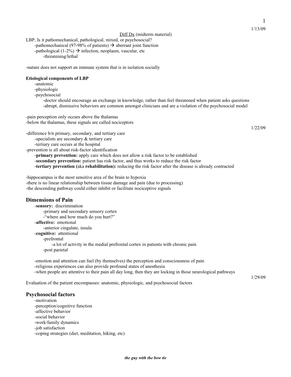 LBP, Is It Pathomechanical, Pathological, Mixed, Or Psychosocial?