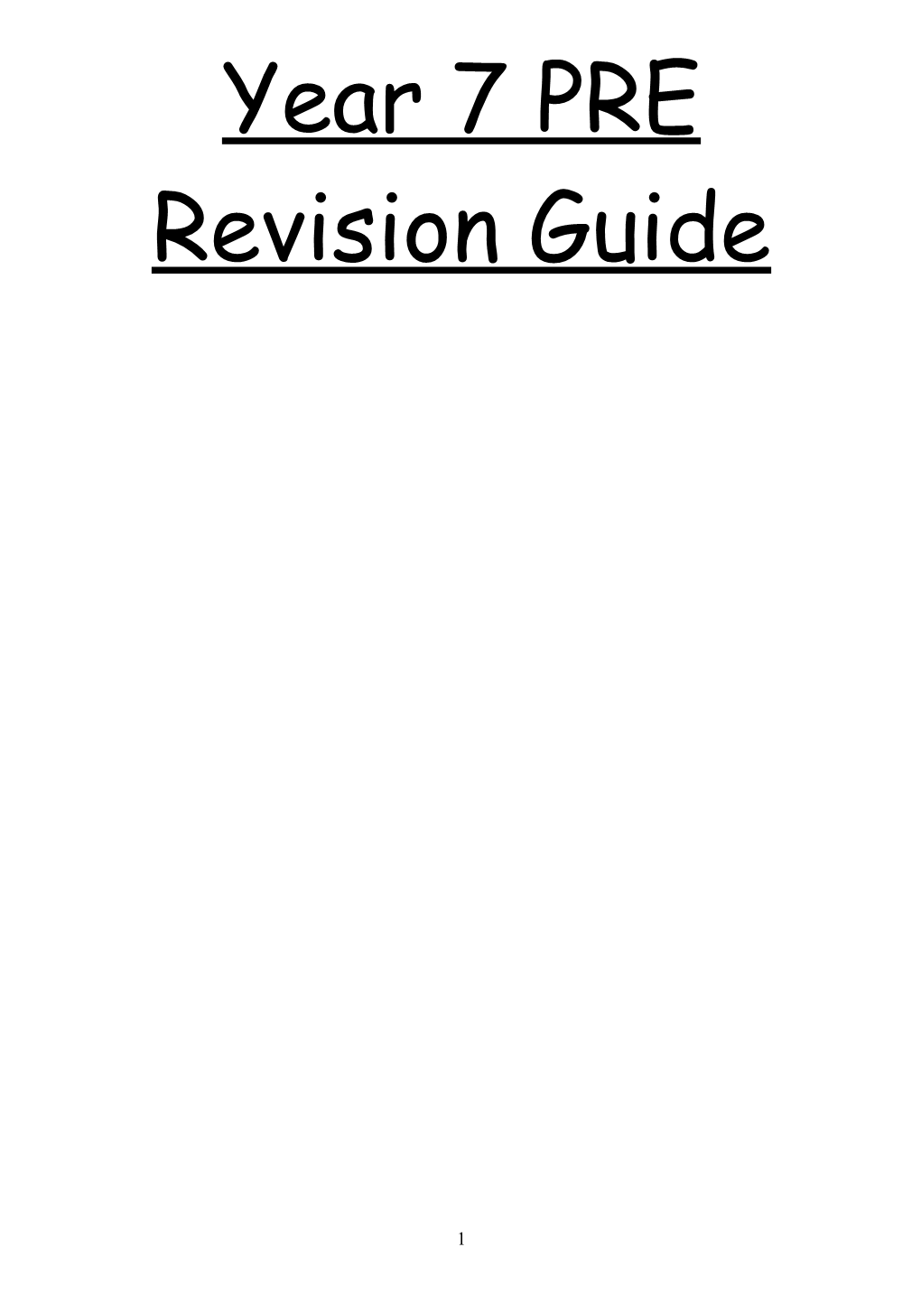 Year 7 PRE Revision Guide