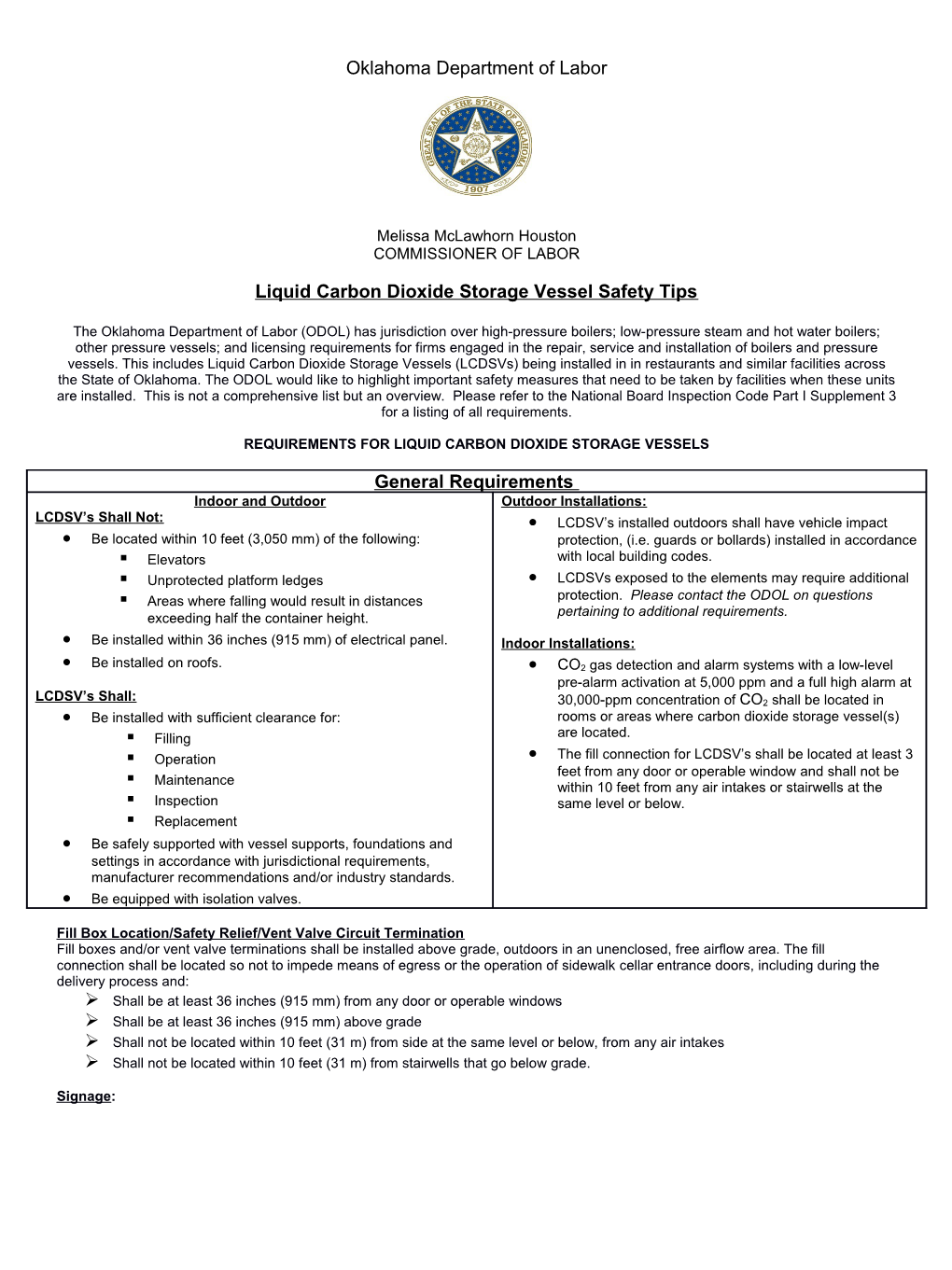 Liquid Carbon Dioxide Storage Vessel Safety Tips