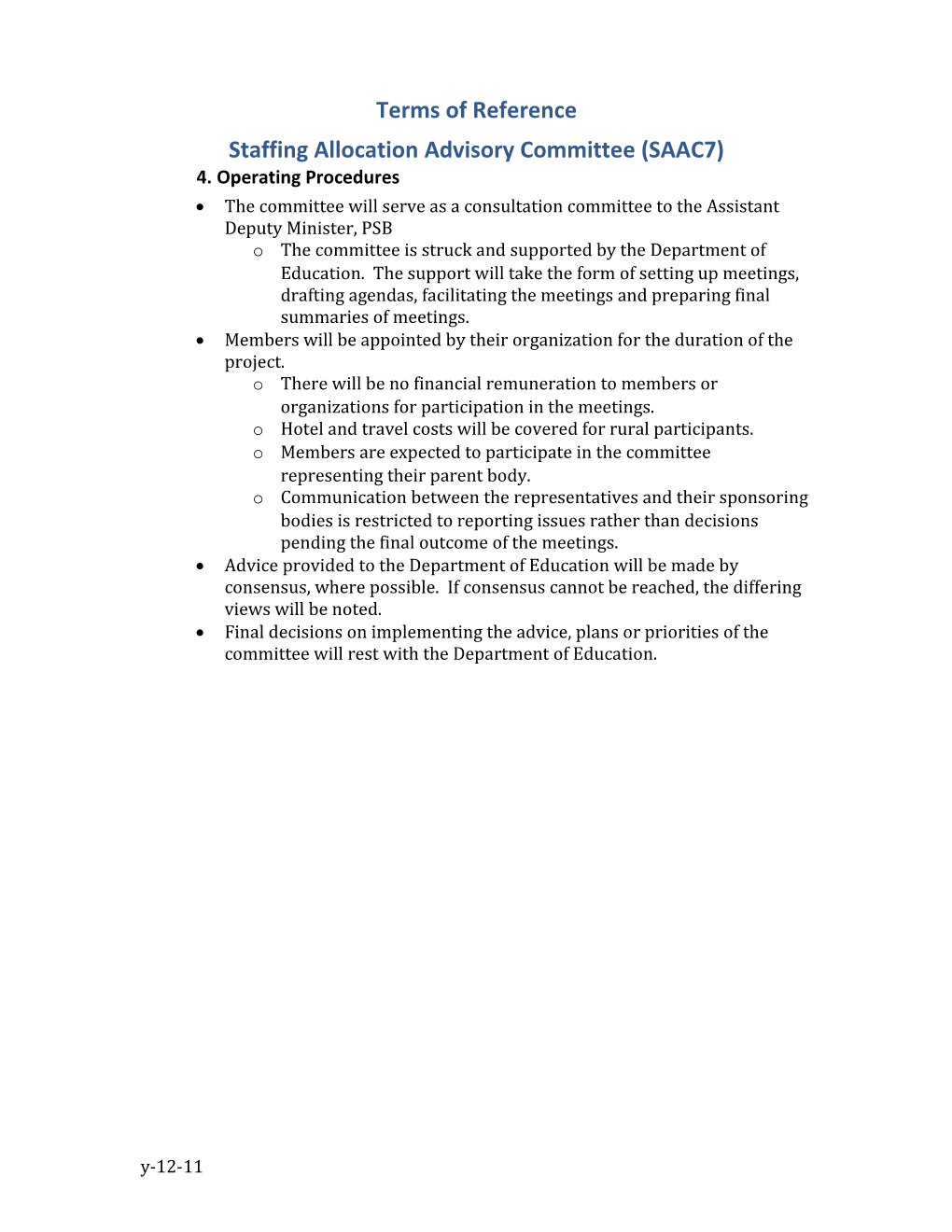 Staffing Allocation Advisory Committee (SAAC7)
