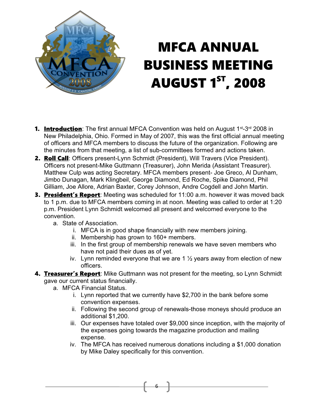Mfca Annual Business Meeting