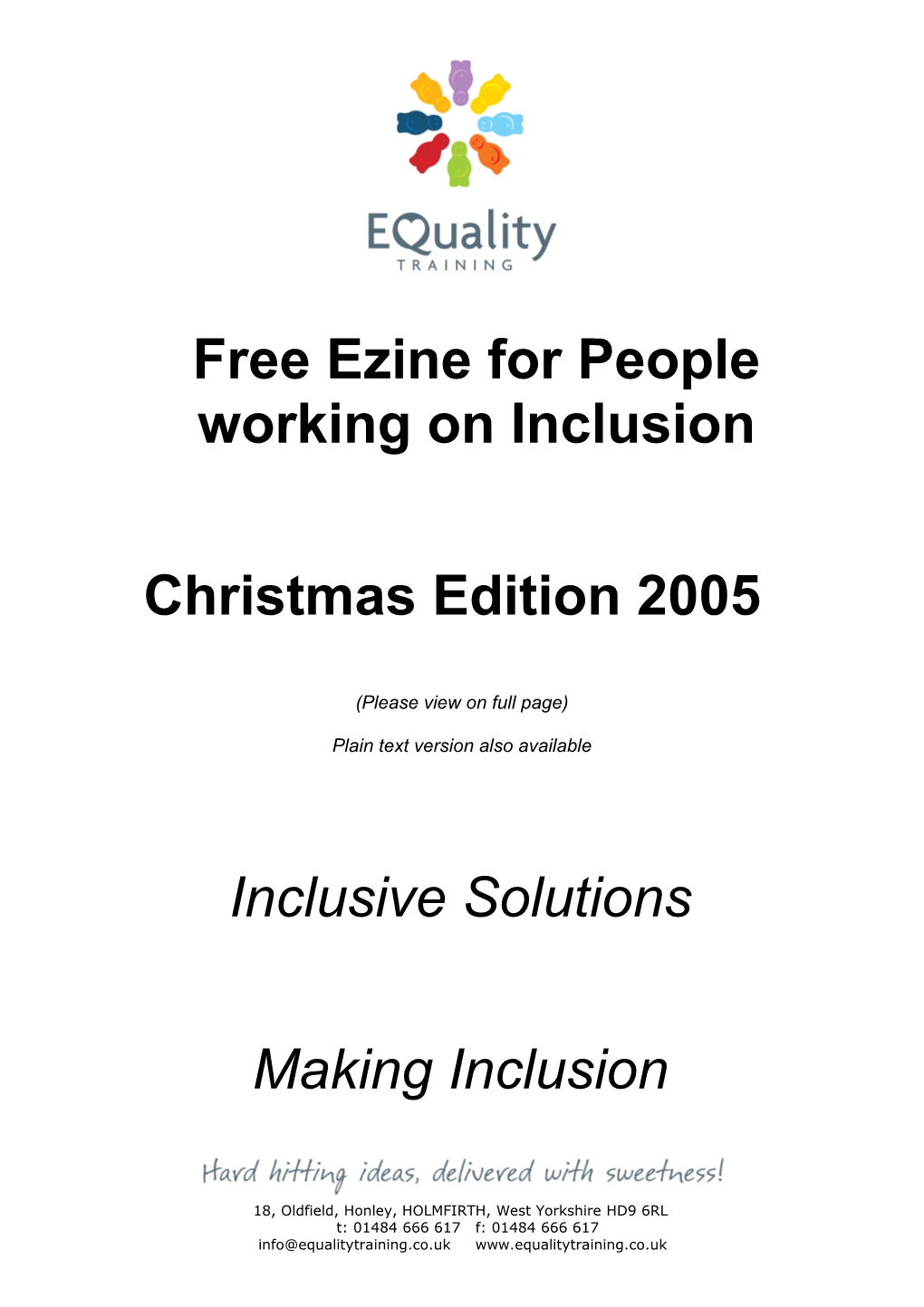 Free Ezine for People Working on Inclusion