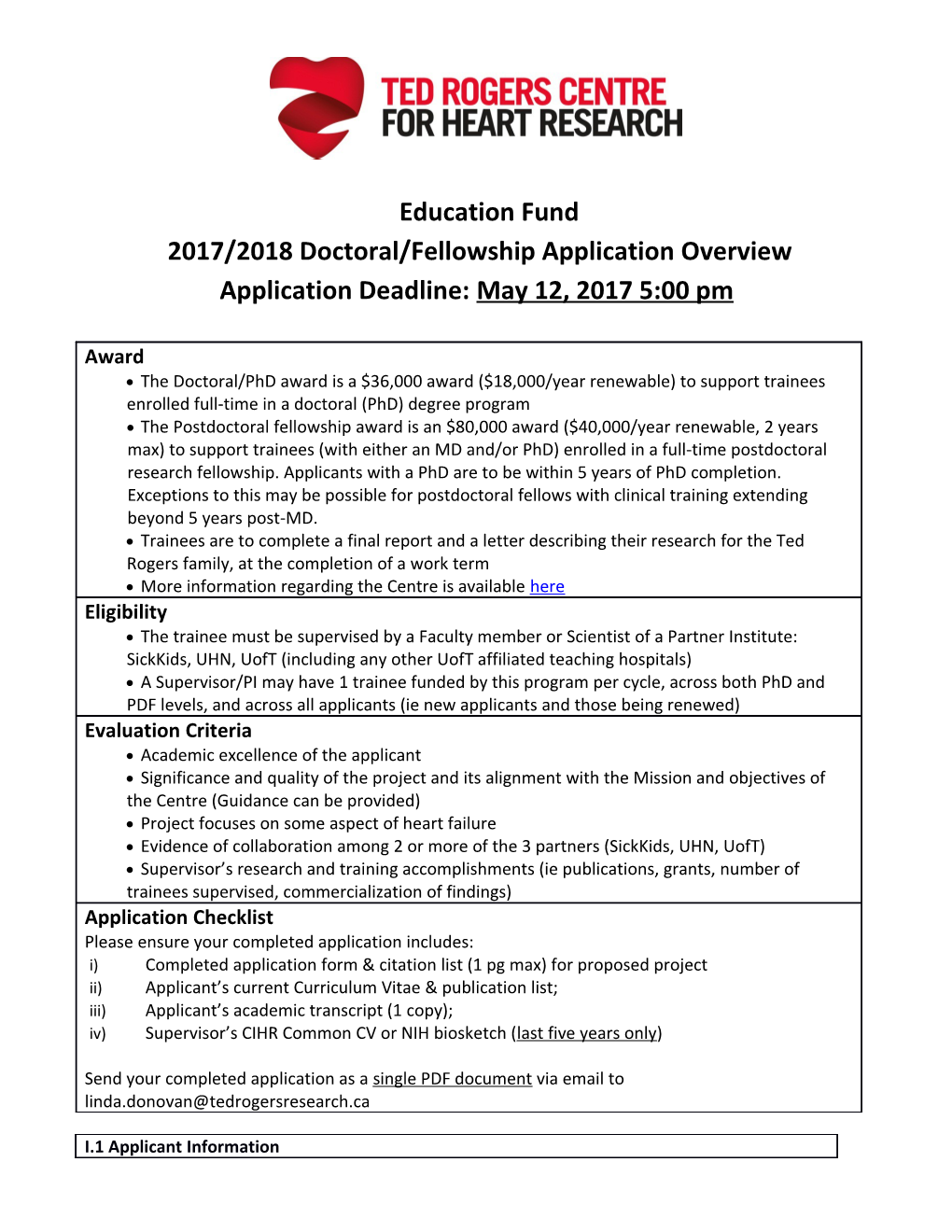 2017/2018Doctoral/Fellowshipapplication Overview