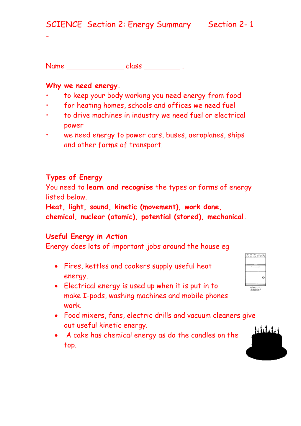 Section 3: Energy Summary