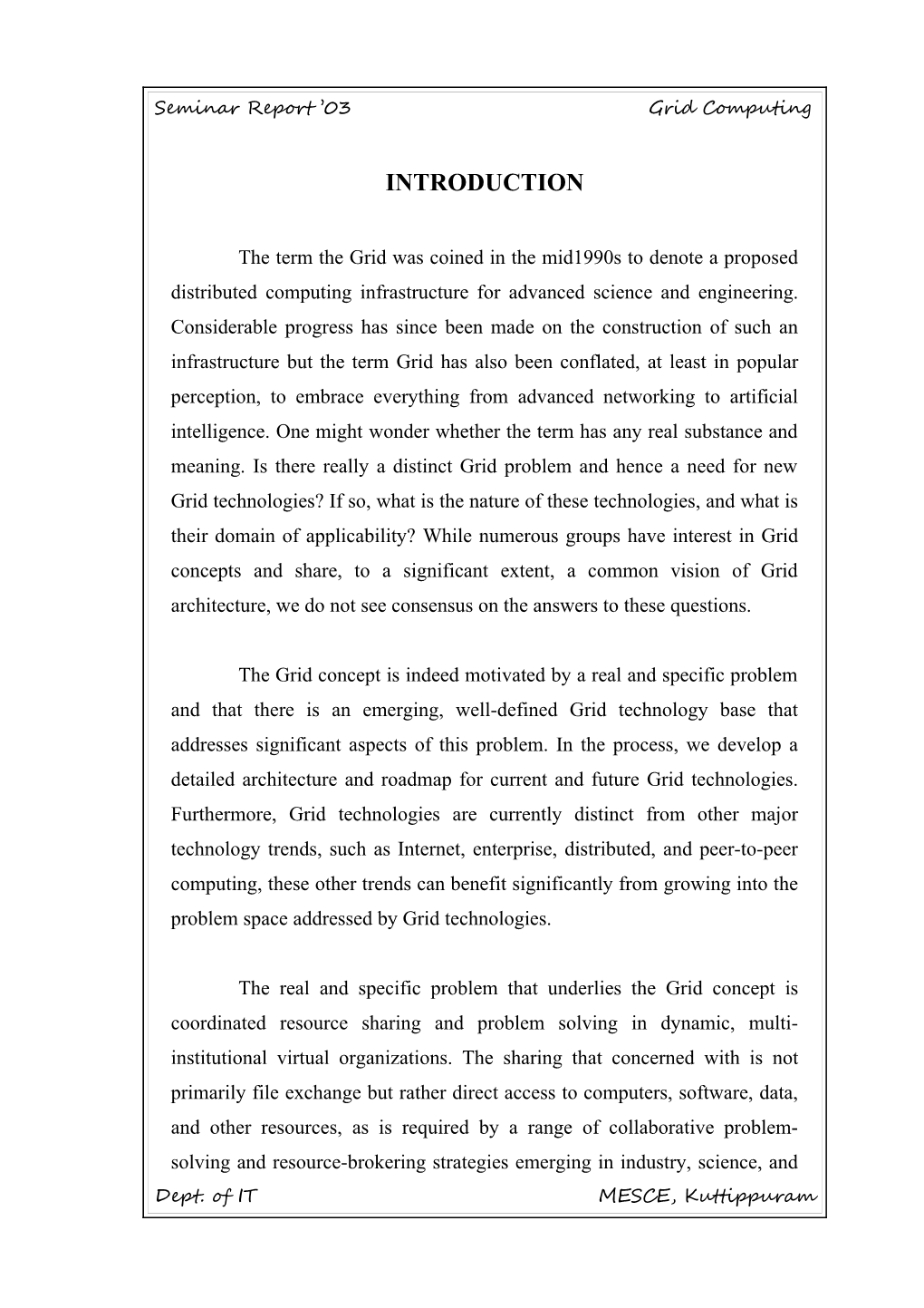 Seminar Report 03Grid Computing