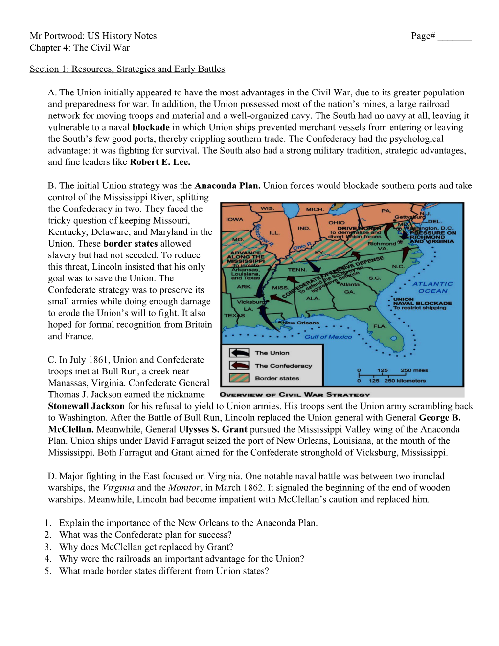 Section 1: Resources, Strategies and Early Battles