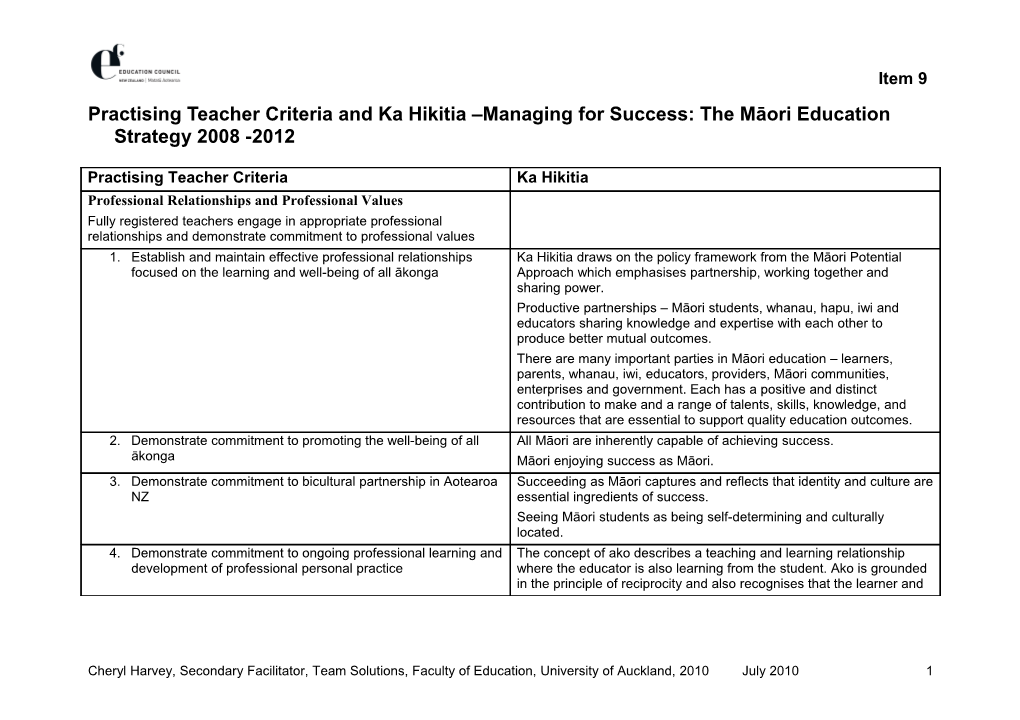 Registered Teacher Criteria