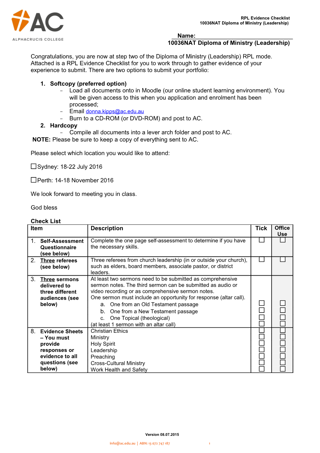 10036NAT Diploma of Ministry (Leadership)