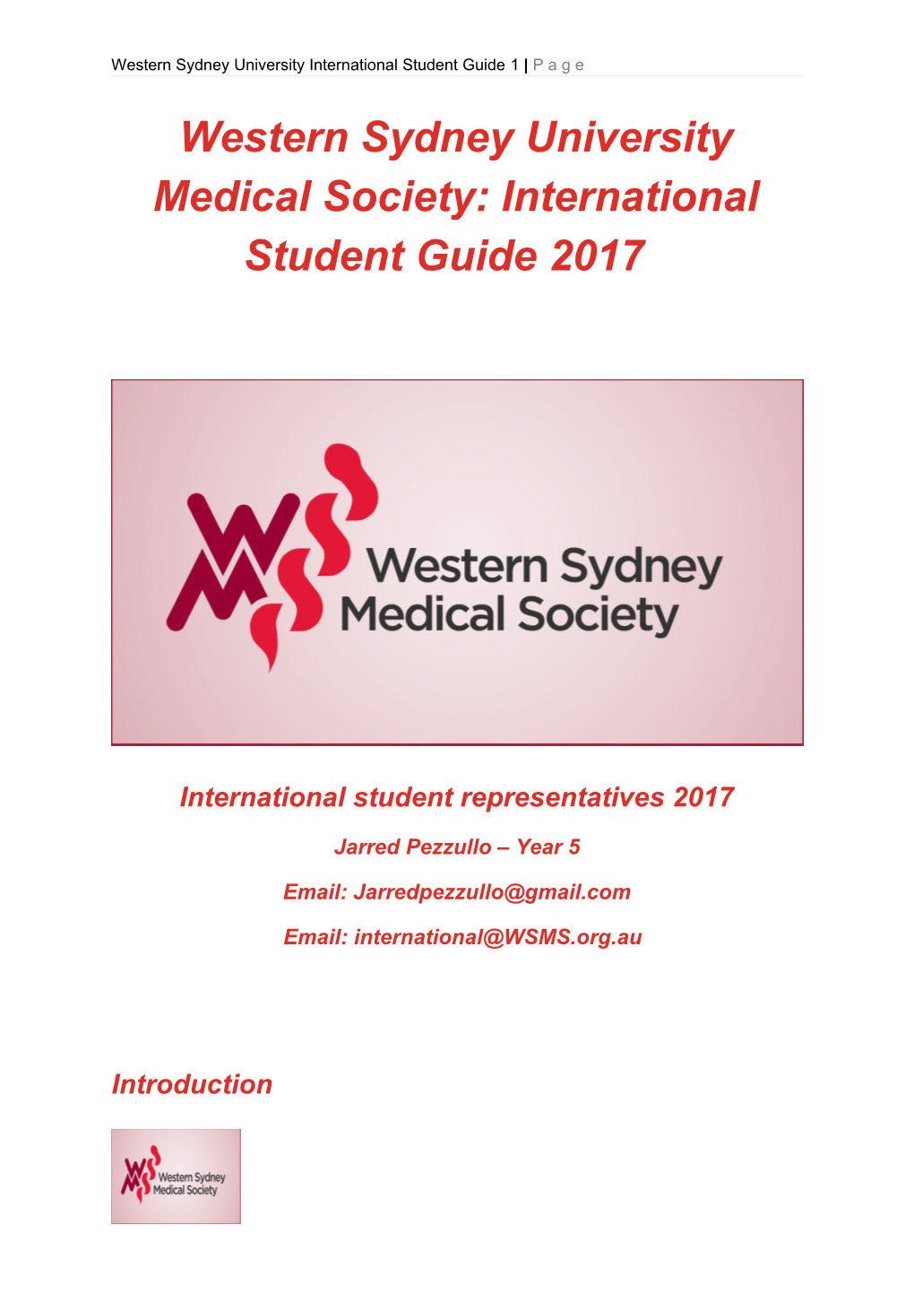 Western Sydney University International Student Guide 1 Page