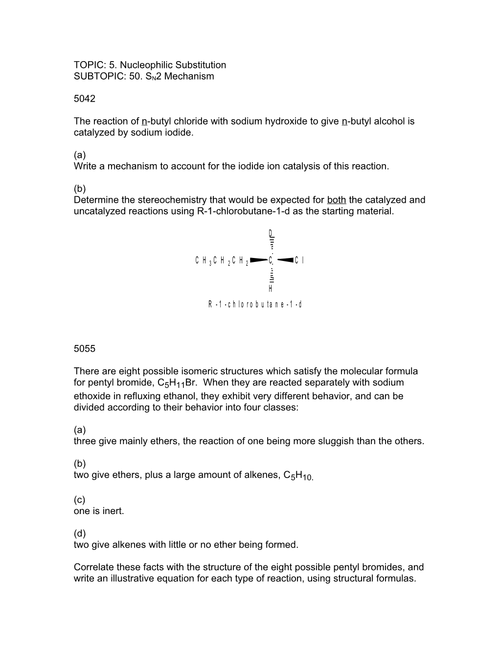 TOPIC: 5. Nucleophilic Substitution