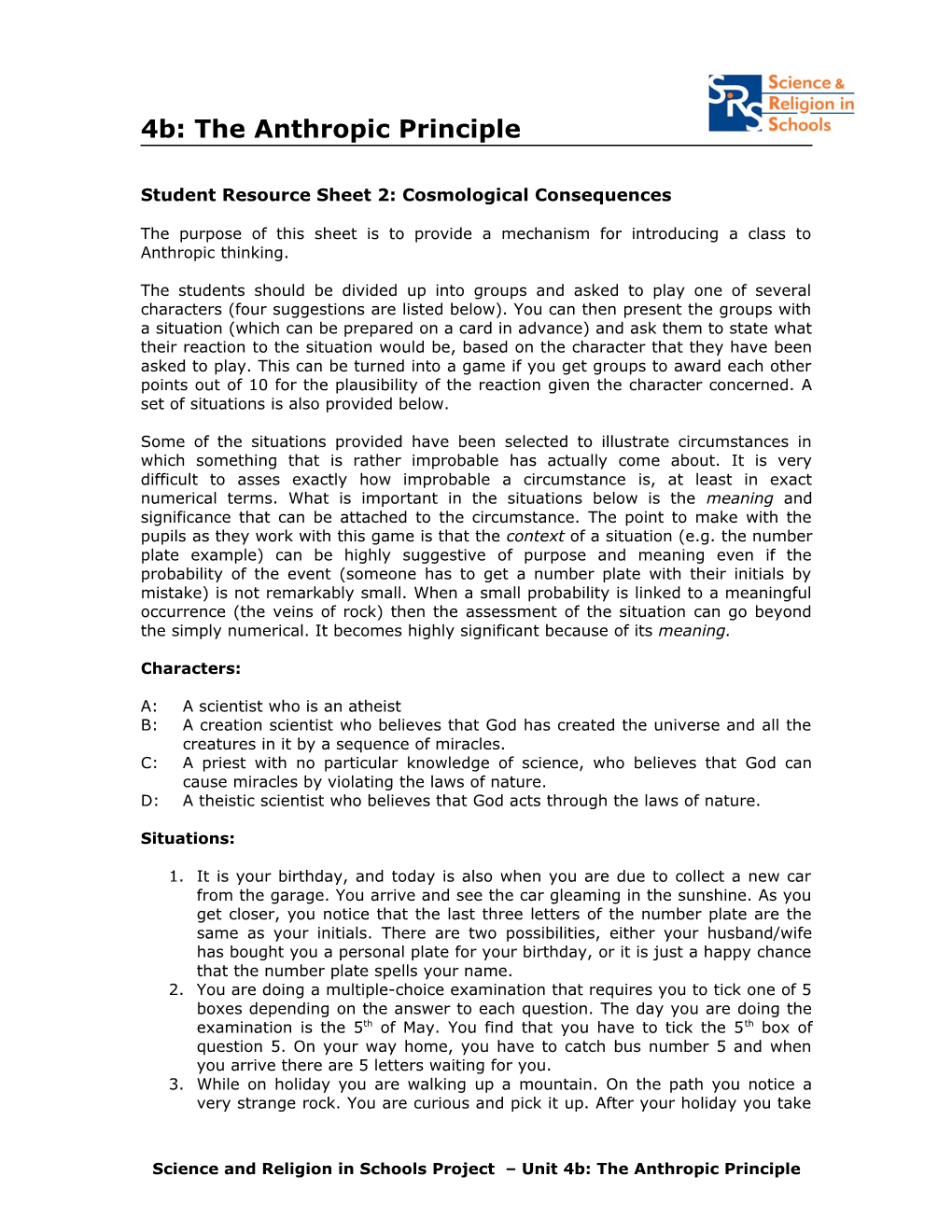 Student Resource Sheet 2: Cosmological Consequences