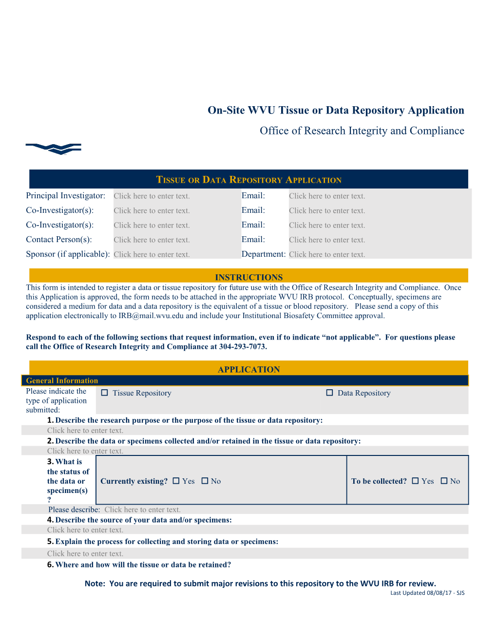 Tissue Or Data Repository Application