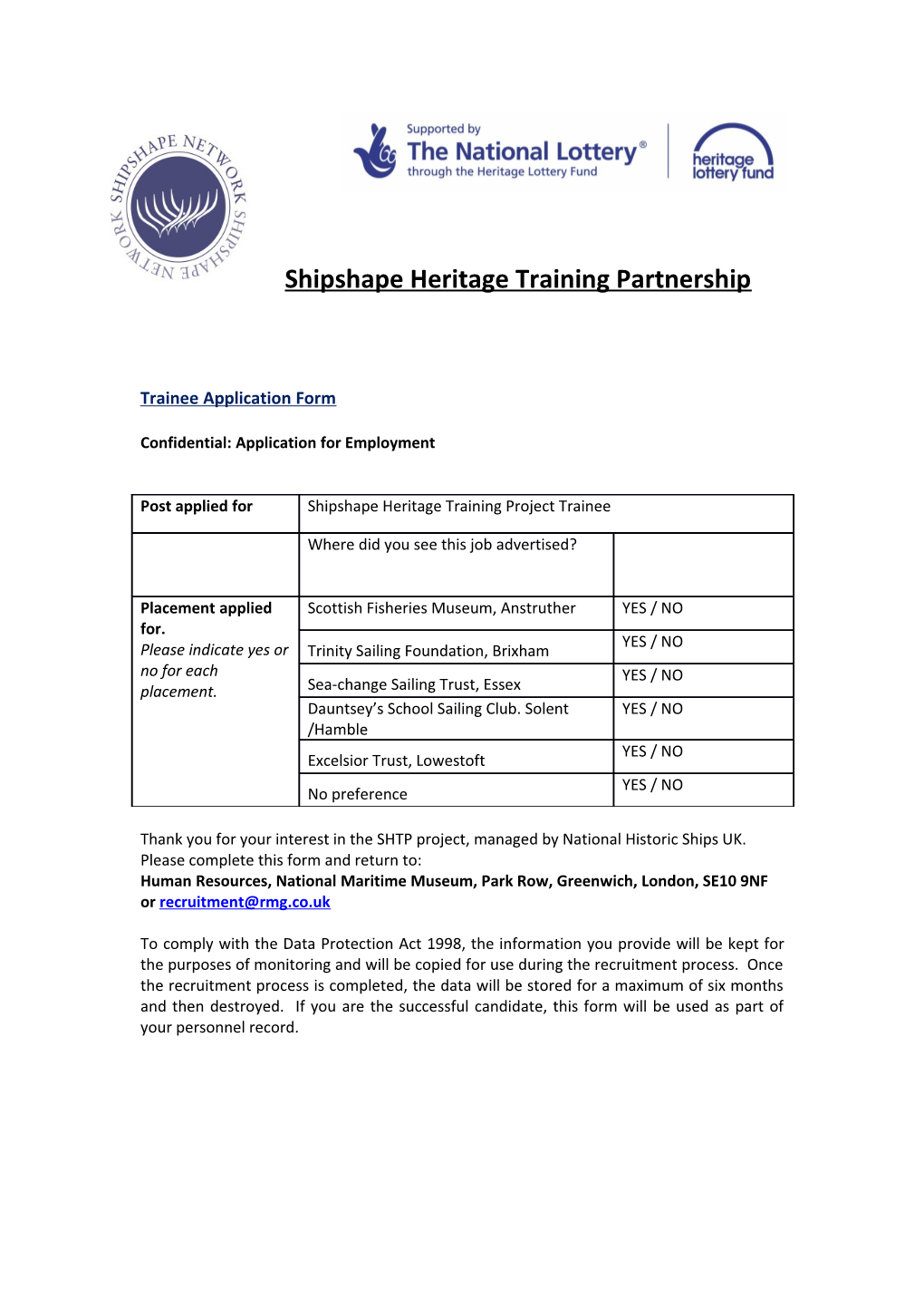 Shipshape Heritage Training Partnership