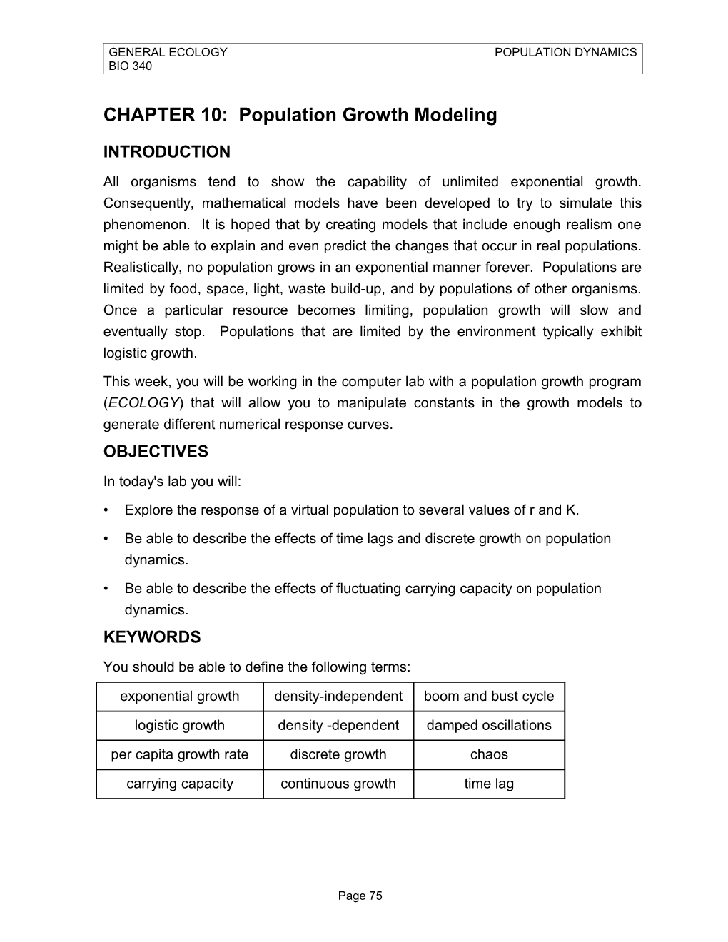 Chapter 10: Population Growth Modeling