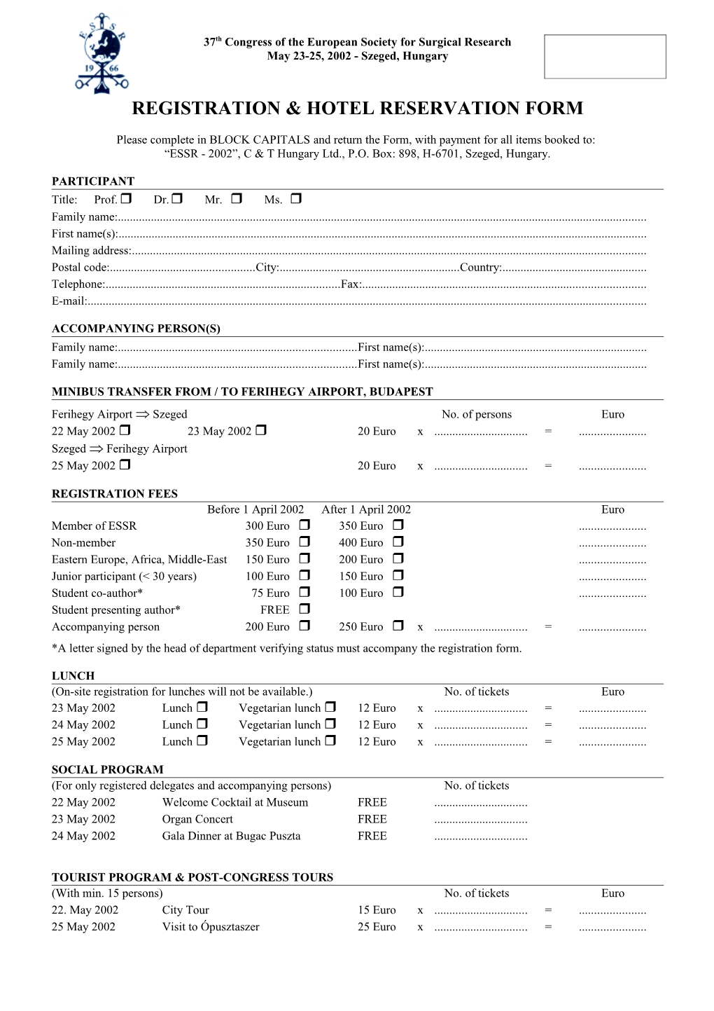 Registration & Hotel Reservation Form