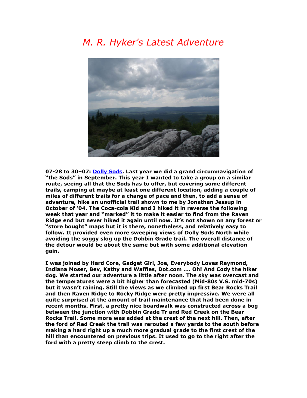 07-28 to 30 07: Dolly Sods