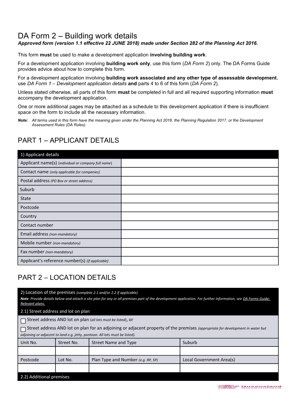 Approved Form (Version 1.1 Effective 22 JUNE2018) Made Under Section 282 of the Planning