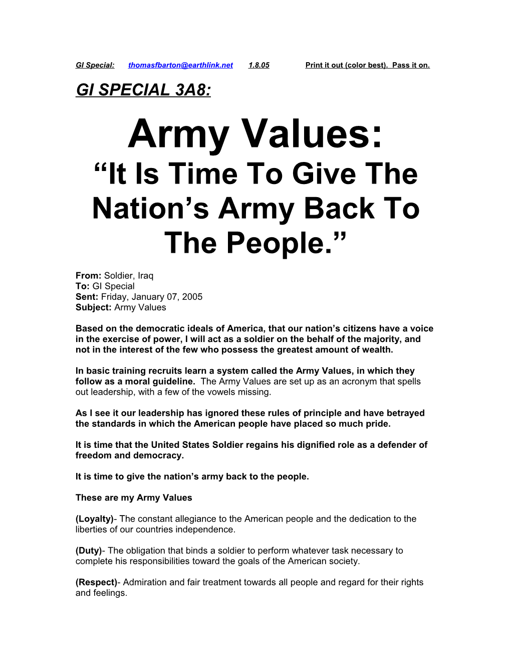 It Is Time to Give the Nation S Army Back to the People