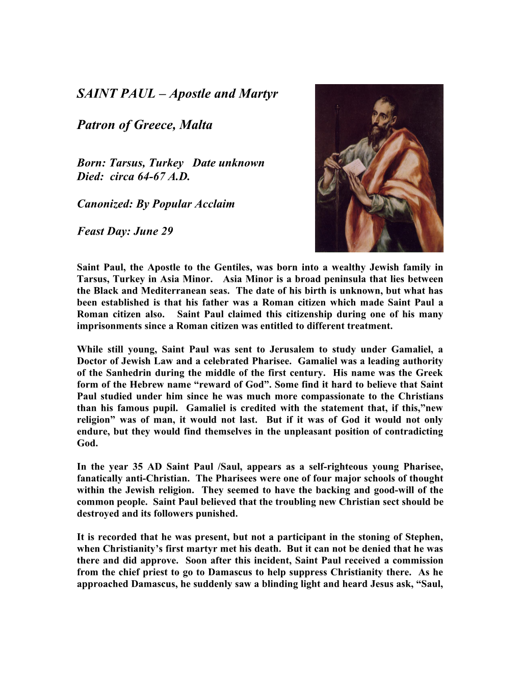Saint Paul the Apostle