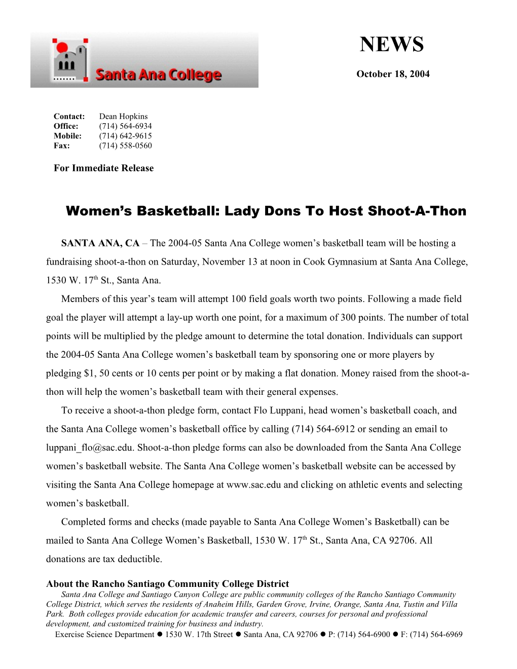 2004 SAC Women's Basketball Shoot-A-Thon