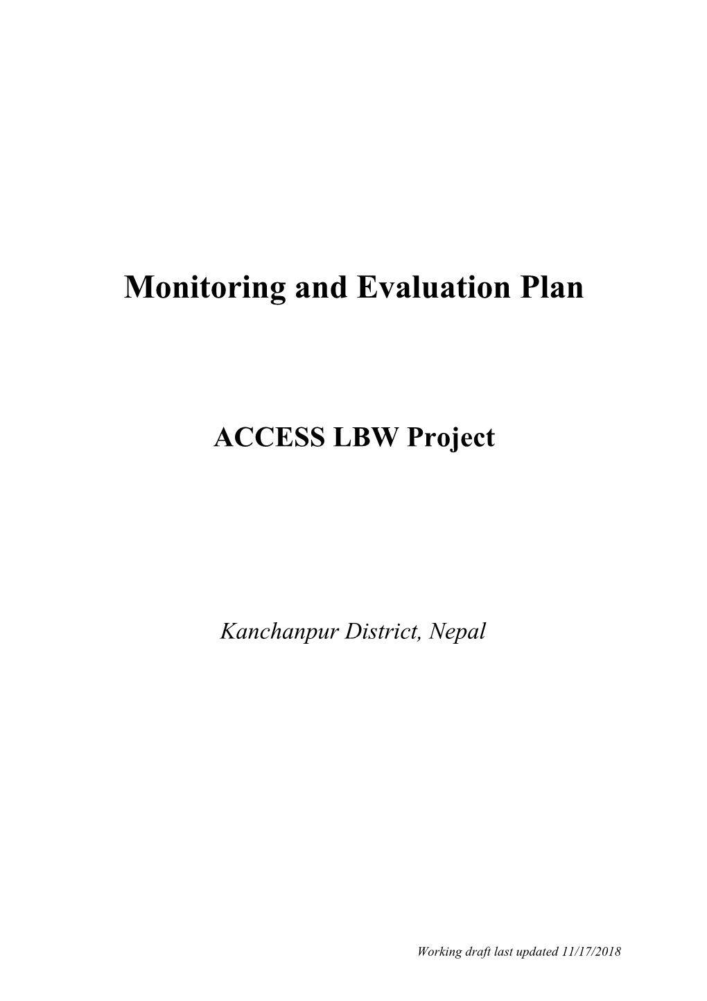 CB-MNC Monitoring and Evaluation Plan Outline