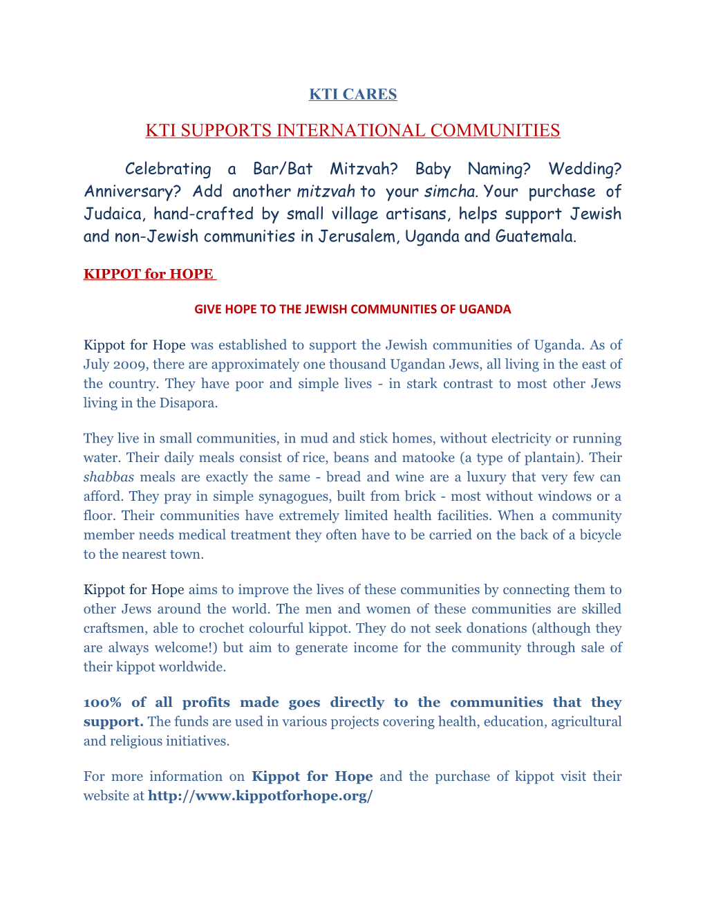 Kti Supports International Communities