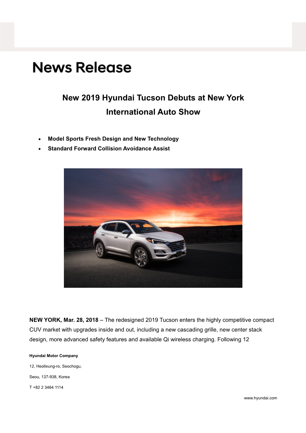 New 2019 Hyundai Tucson Debuts at New York