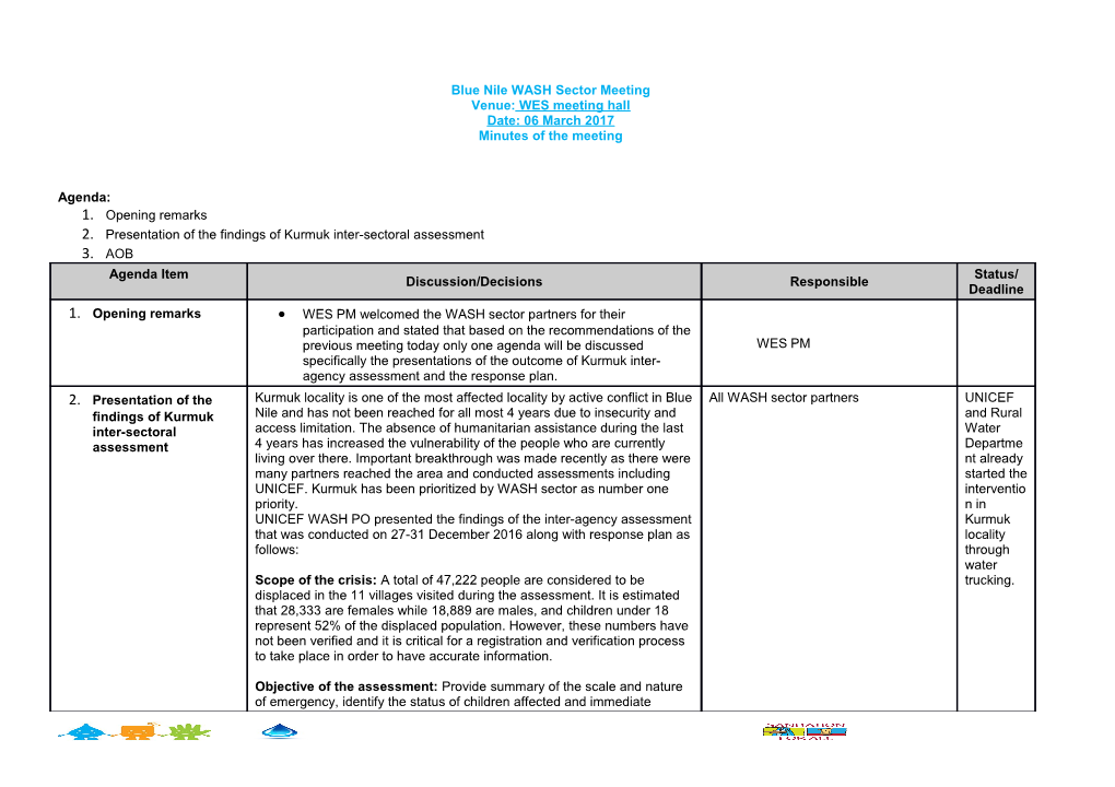 Blue Nile WASH Sector Meeting