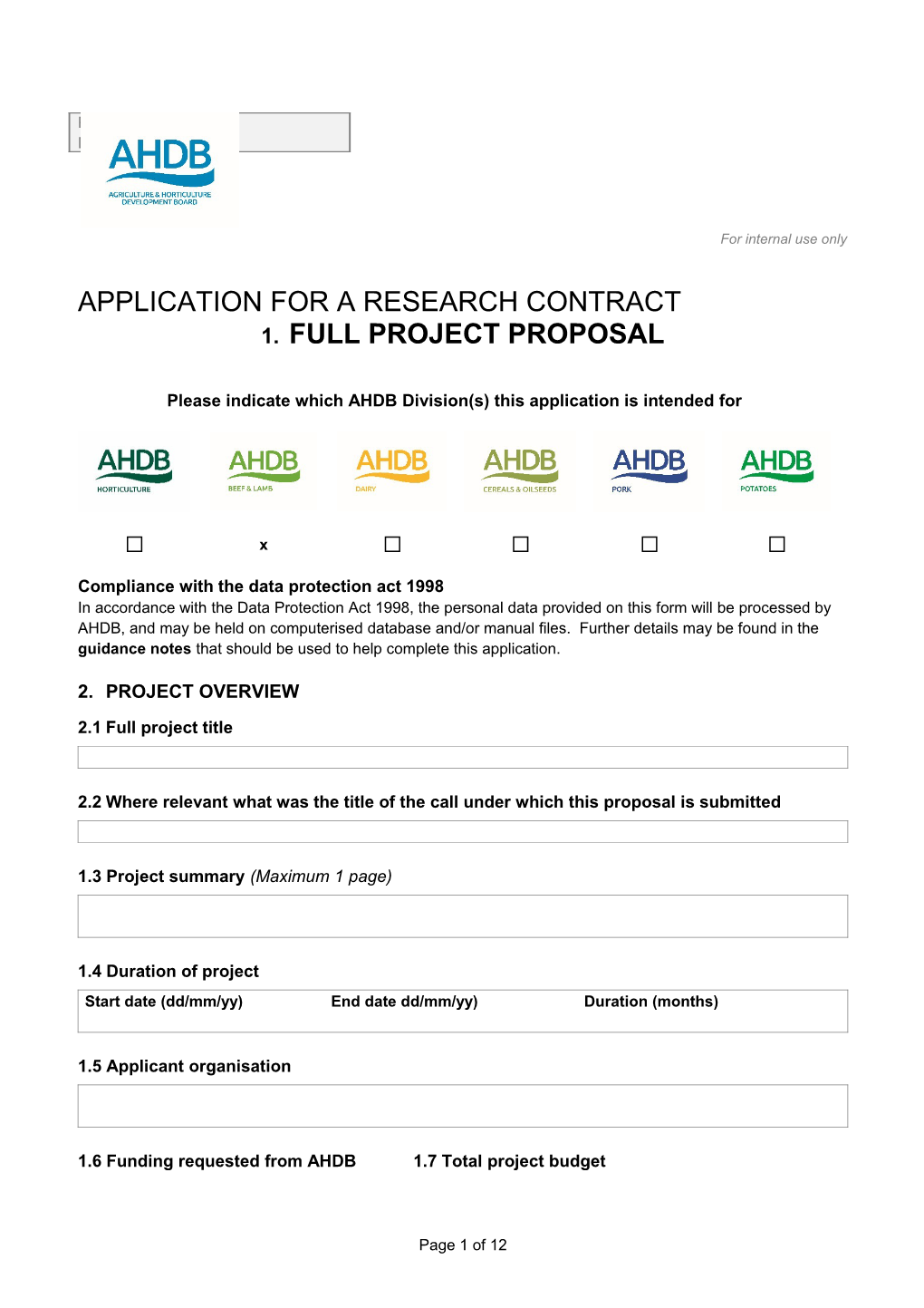 Application Fora Research Contract