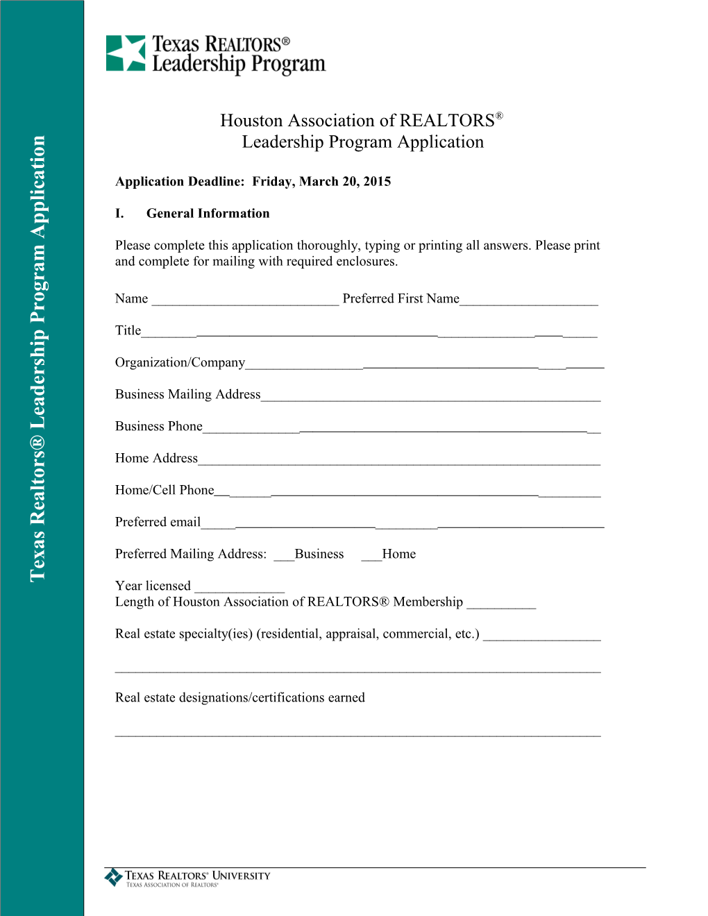 SABOR Leadership Program Application