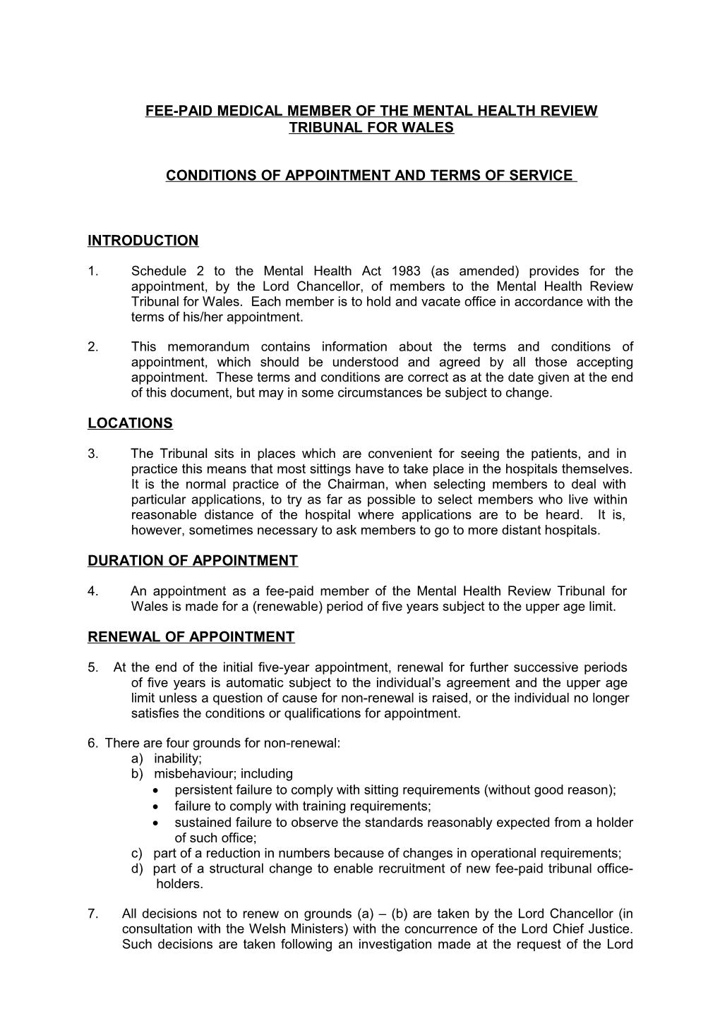 Outline Terms and Conditions of Service